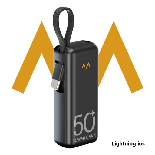 [9291] 7MD Mini Power Bank Lightning | 5000 mAh Capacity | Built-in Lightning Cable | Fast Charging | Small & Light Weight | Safe & Reliable | 12 Moths Warranty | , Winter Collection