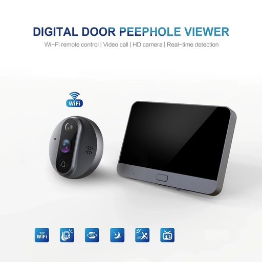 [9317] Smart PeepHole Viewer Door Bell | Night Vision | 3 Months Standby | PIR Motion Detection | 2-Way Audio | Smart App Control |