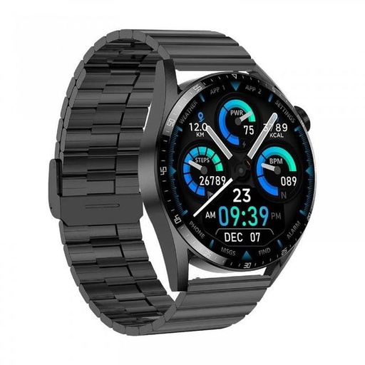 [9318] Green Lion G-Master Stainless Steel Smart Watch | Waterproof | Long Lasting Battery | Bluetooth Call | Voice Assistant | Calls & Social Notification | Health Monitoring | 2 Years Warranty | GNGMSWSSBK/SL