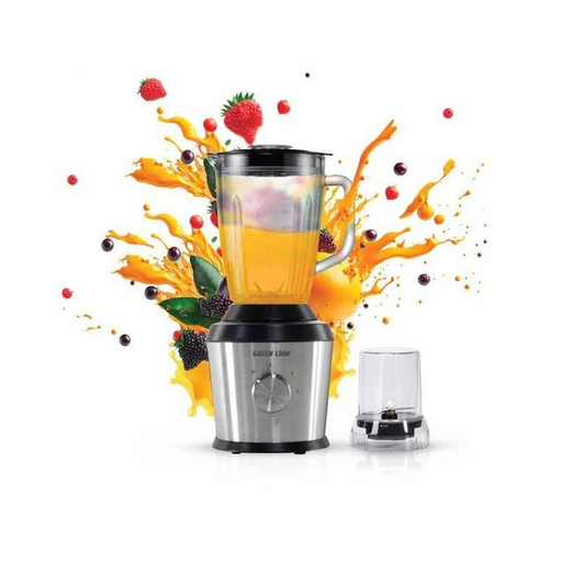 [9333] Green Lion Blender Pro | Blending & Grinding | 500W Power | 1500ML Capacity | Two-Speed Levels | Stainless Steel | Glass Blending Jug & Unbreakable Grinding Cup | 2 Years Warranty | GL-BL02 | {GNBLDPMIXG6SL}