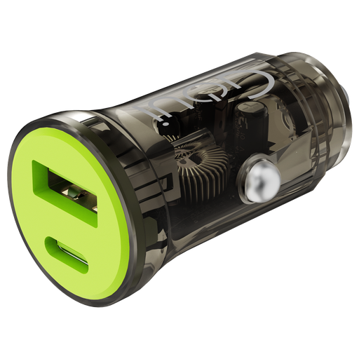 [9349] Goui Blaze Car Charger | 30W Super Fast Charging | USB & Type-C Ports | Multiple Safety | Unique Transparent Design | G-CAR30WTRA-3A |