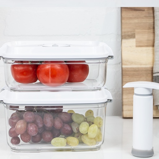 [9397] Vacuum Food Container | Premium Quality Material | Safe & Durable | Keeps Food Fresh Longer | 2 Containers + 1 Air Pump |