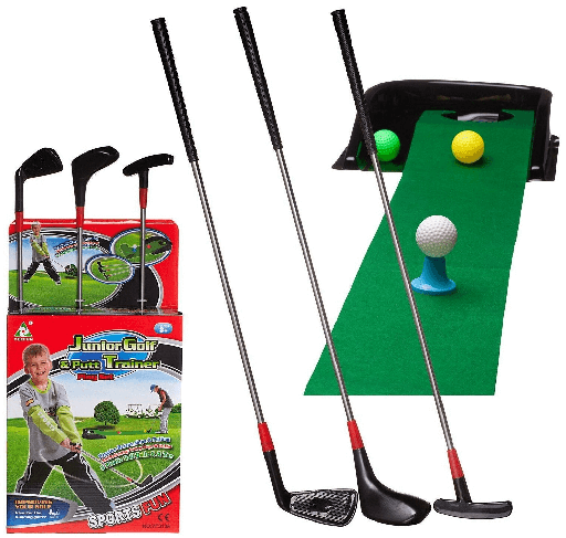[9476] Kids Golf Set With 3 Clubs, 3 Balls, Mat, Stand With Hole (YF313A)
