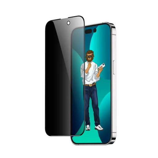 [9495] Green Lion 3D Privacy Scratch Free Round Edge Glass Screen Protector For iPhone 14 Pro / Pro Max | GN9HSPY14 |