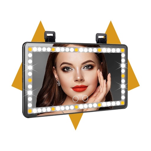 [9552] 7MD Car Visor LED Vanity Mirror, Rechargeable Car Makeup Mirror with LED Lights