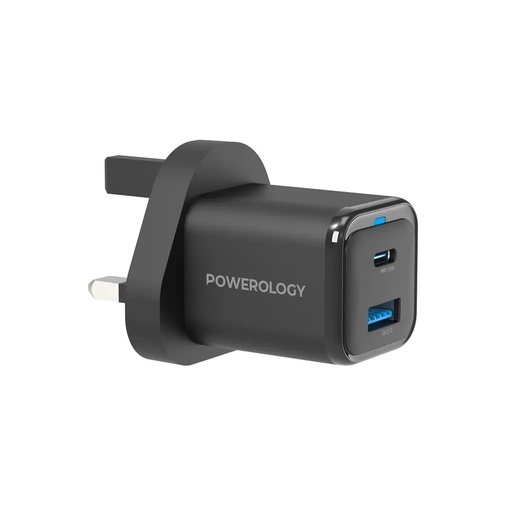 [9569] Powerology Super Compact 35W  Quick GaN Charger with USB C PD 35W & USB A 18W Fast Charging for iPhone & iPad |PWC021||PWCUQC021|