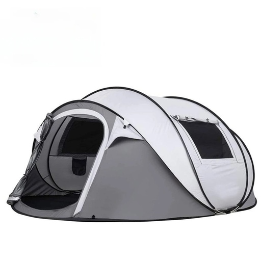 [9735] Portable Quick Setup Camping Tent For 2-3 Person With Dual Doors & Windows (280x200x120 H) Grey - Winter Collection