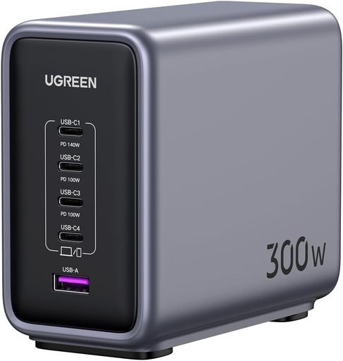 [9755] UGREEN 300W [Nexode GaN] USB C Charger 5 Ports Desktop Charging Station Power Adapter Laptop Charger with 240W USB C Cable | CD333/90904B |