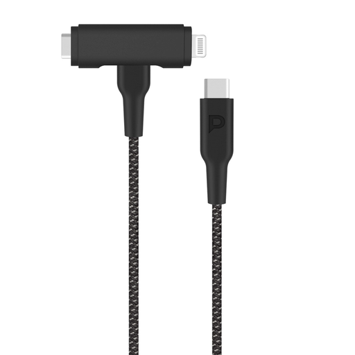 [9785] Powerology MFI Braided Type-C to Type-C and Lightning 2in1 C94 Cable 1.2M (PCAB007BK/WH)