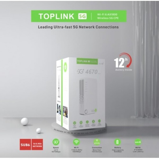 [9798] TOPLINK Portable 5G+ Router With 4670 Mbps Speed | MR530 |