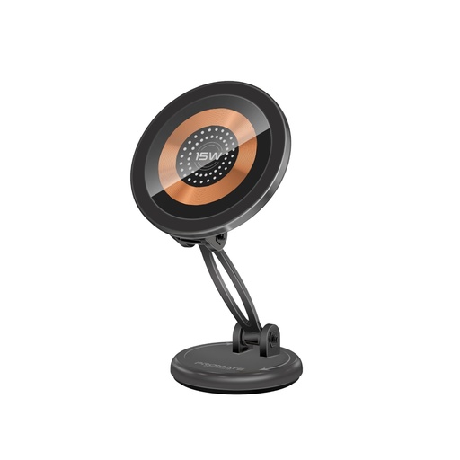 [9916] Promate Foldable MagSafe Compatible 15W Wireless Charging Car Mount, Metal Ring Plate Included | Magnus2-Qi |