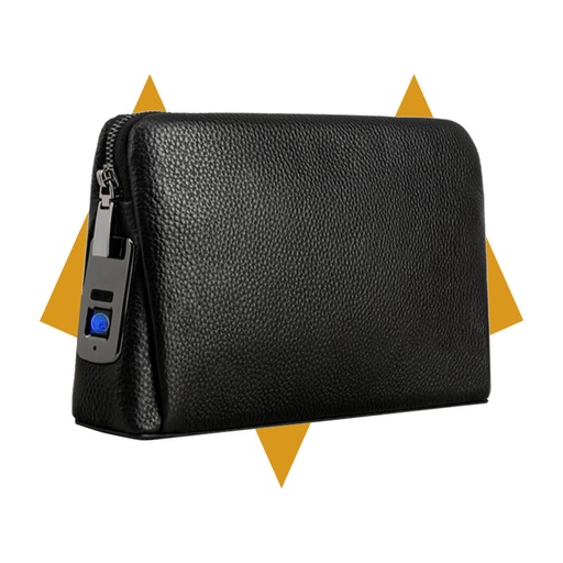 [10050] 7MD Fingerprint lock purse Handbag, Anti-theft Waterproof Soft Genuine Leather Smart Fingerprint System Clutch Bag