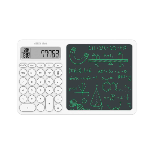 [10110] Green Lion CalcWrite Pro Calculator-Writing Pad Combo - White | GNCALCWPADWH |