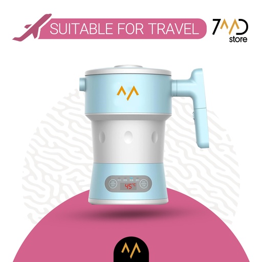 [10195] 7MD Portable Foldable Kettle Stainless Steel+Silicon With 800mL Capacity & 800W Power