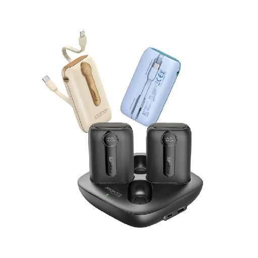 [11085] Promate 4-Piece 10000mAh Power Bank Charging Set with In-Built USB-C and Lightning Cables | Quatro-10 |