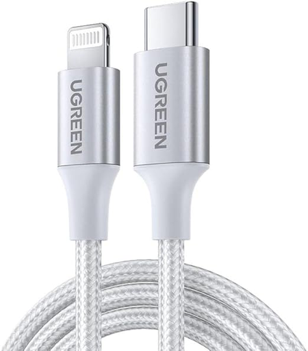 [11150] UGREEN Type-C to Lightning 60W Fast Charging Cable - Silver | US304 - (1M-70523/ 2M-70525) |
