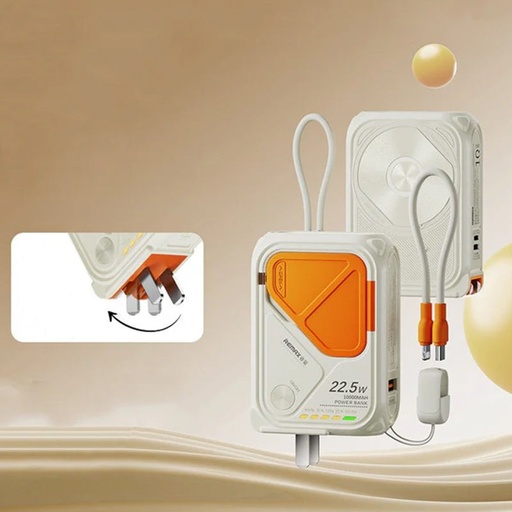 [11168] 7MD 5-in-1 10000mAh 15W Wireless Charging USB-A Output Built-in Type-C Cable Fast Charging 7md Power Bank |7MD2444|