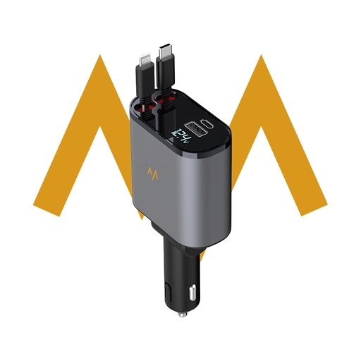 [11182] 7MD 2 in1 Super Fast Charger with Telescopic Cable Built-in Fuse and Multi-Phones Charging Capacity 120W
