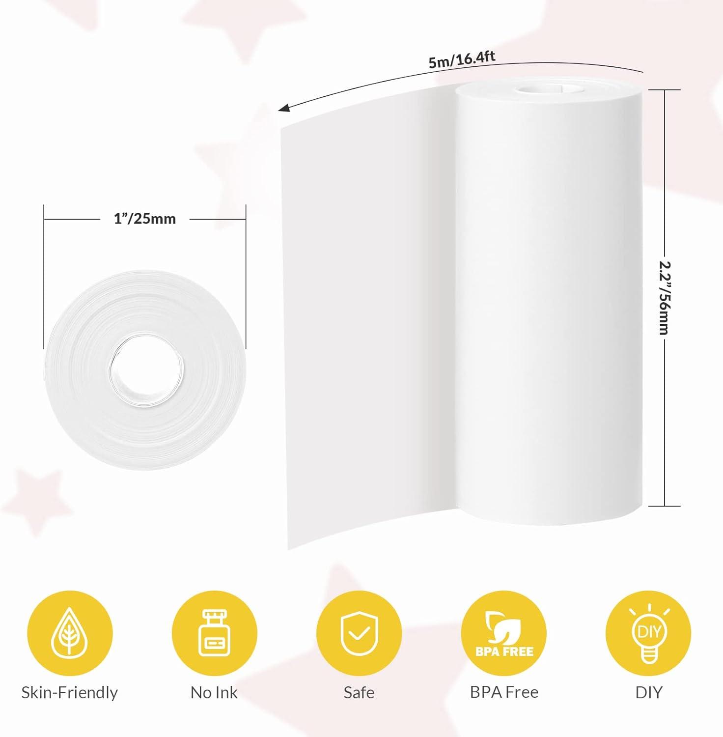 5 Rolls Kids Instant Camera Refill Print Paper-Photo Print Thermal Paper for Lily Toy Kids Instant Print Camera 2.2 x1 Inch White