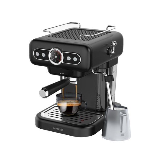 [11184] LePresso Retro Espresso Boiler Machine Gauge and Milk Steamer with 15 Bar Ulka Pump 950W Rated Power an 1.2 Liter Water Tank Capacity | LPCFFM0012 |