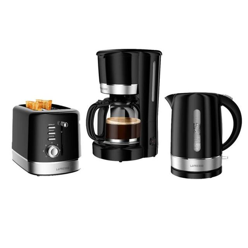 [11240] LePresso Breakfast Set: Toaster, Kettle & Drip Coffee Maker - Auto Shut Off, Keep Warm Function, Stainless Steel - Black |LP009||LPCFFM0009|