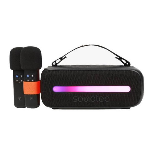 [11244] Porodo Soundtec 24W Portable Speaker Dual MIC Powerful Bass, FM Radio, RGB Light & Carrying Strap - Black |PD-STWLEP029-BK|
