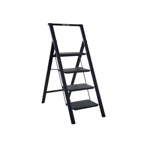 [11247] Green Lion 4-Step Foldable Ladder 150kg Capacity Compact Design Wide Pedals Anti-Slip Surface - Black |GNFLLADR150BK|