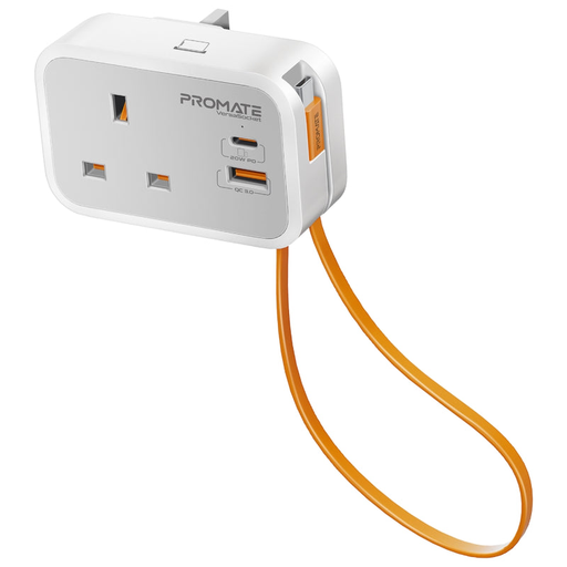 [11264]  شاحن بريزة متعدد الوظائف من Promate VersaSocket مع كابل USB-C PD مدمج بقوة 20 واط | VersaSocket |