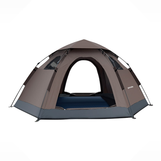 [11268] Porodo Lifestyle 4 Person Easy Pop-Up Automatic Camping Tent - Light Brown |PD-LF4PACT-LTBR|
