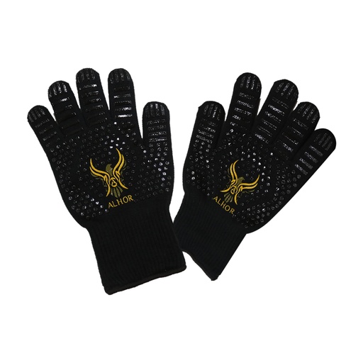 [11449] ALHOR Heat Resistant Gloves Flame Proof Long Cuff Hand Protection for BBQ Grilling Ovens & Fires