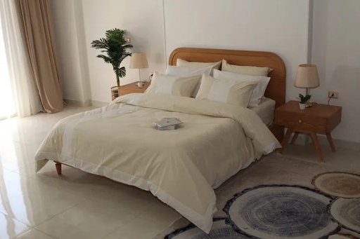 Glinens Egyptian 240x260cm Cotton Bed Set Luxurious 100% Percale 200 Thread Count Super King Set with Duvet Cover & Pillow Cases - Off White