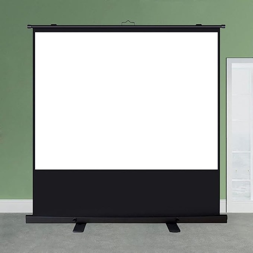 [11573] Portable Floor Standing Projection Screen 80inch & 100inch Quick Setup Air Pressure Spring Aluminum Case Lightweight & Durable Fabric: Matte