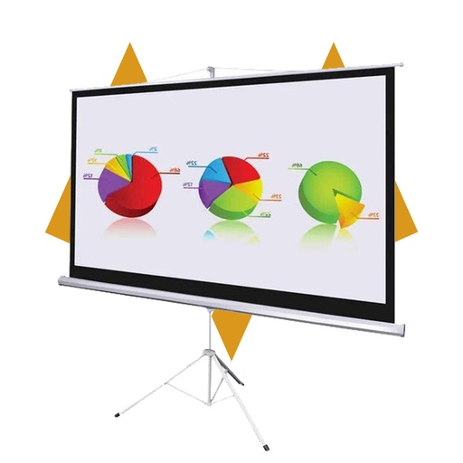 [11584] 7MD Projector Screen with Stand Portable Matte White Home Theater & Outdoor Use 72”-150”