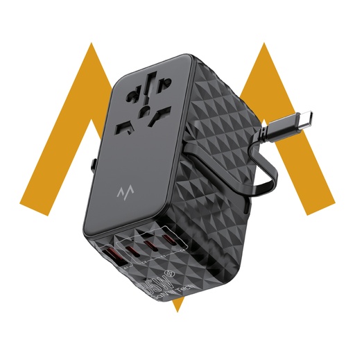 [11591] 7MD Travel Adapter Multiport Fast Travel Charger GAN III Technology 85W USB C USB A Fast Reliable Multi Device Charging for Laptops Phones Tablets & More |7MD-Q1|