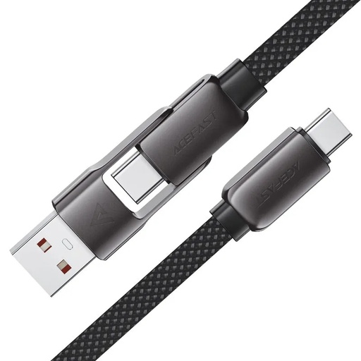 [11599] Acefast كابل شحن سريع ونقل بيانات USB-A & USB-C إلى USB-C بقدرة 60 واط – سبائك الزنك – مضفر بالنايلون – متين بطول 0.2m |C13-05|