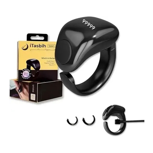 [11630] Weslamic iTasbih Salam Zikr Ring Smart Tasbeeh Counter Daily Prayer Reminder OLED DIsplay Cloud Sync Magnetic Charger & Long Battery Life |iTasbih-Salam|