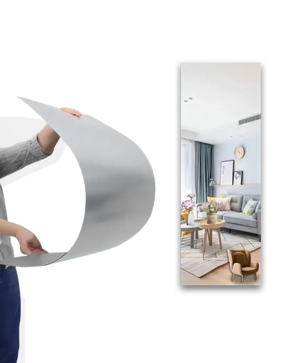 [GH027] Ghaith and Qalby Etmaan Mirror Wall Sticker 40x100cm Self Adhesive Acrylic Flexible Shatter Resistant for Home Gym and Bedroom