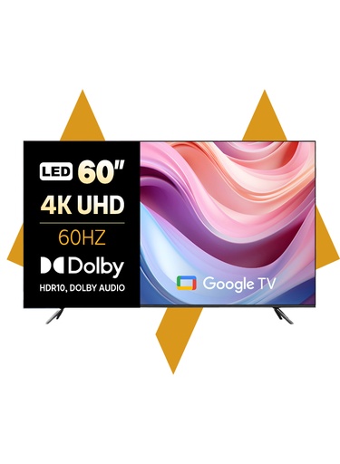 [11635] 7MD 60 Inch Google TV 60 Hz Refresh Rate 16GB eMMC + 2GB RAM 4K UHD Smart LED TV with Dolby Audio Sound WiFi Bluetooth Voice Search Built In Speakers & HDR10 Support With 1 Year Free 7MD Subs  |7md-02|