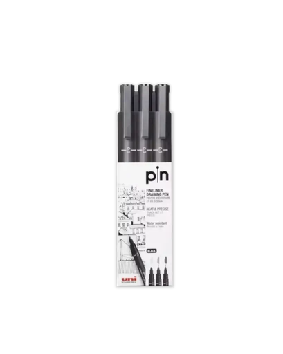 [GH044] Ghaith and Qalby Etmaan Uni Pin Fine Line Pen Set 3 Piece Pigment Ink Waterproof Drawing Writing Study Stationery