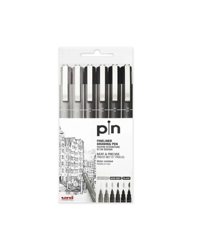 [GH046] Ghaith and Qalby Etmaan Uni Pin Fine Liner 6 Piece Pigment Ink Drawing Writing Sketching Pens Set