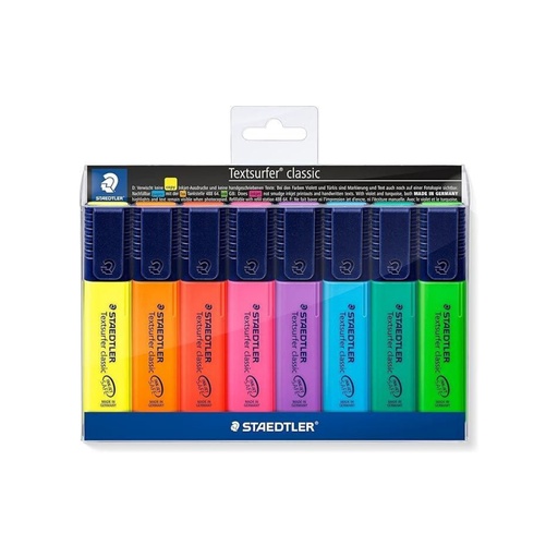 [GH054] Ghaith and Qalby Etmaan STAEDTLER Textsurfer Highlighter Pack of 8 Assorted Colors Inkjet Safe Chisel Tip