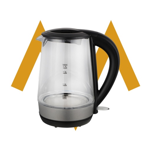 [11716] 7MD Electric Kettle Transparent Glass 1.7 Liter Fast Boil LED Light 2200W Corded Water Boiler |7MD-5807B-GS|
