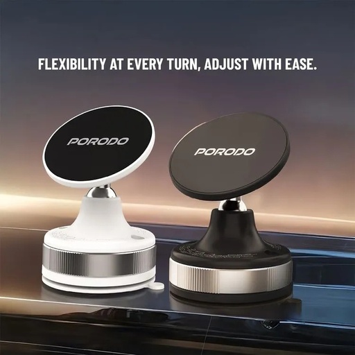 Porodo Vacuseal Smart Suction Magnetic Phone Mount Smartphones 5.5 to 6.9 Inches | PD-HSM27-WH/BK |