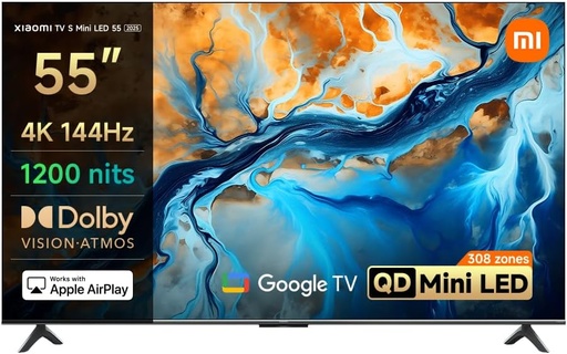 [11815] Xiaomi TV S 55 inch QD Mini LED 4K Smart TV (2025) | 144Hz, Google TV, Dolby Vision & Atmos, HDR10+, HDMI 2.1, Wi-Fi 6, Bluetooth 5.2 | L55MA |