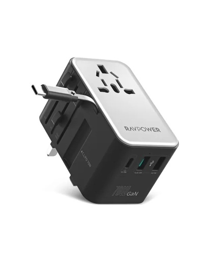 [11849] RAVPOWER 5-in-1 Universal Adapter - for 190 Countries | PD70W | GaN 5.0 | RP-PC1061 |