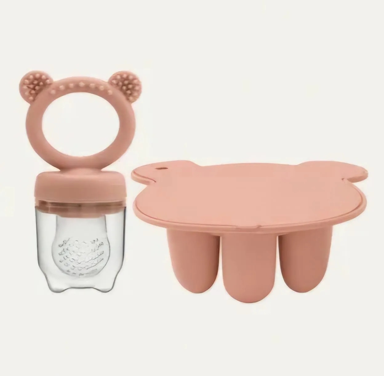 AMOR TINY 2‑in‑1 Silicone Infant Ice Cube Tray & Pacifier Feeder – 7‑Cell Soft Food Tray with Easy-Release Design