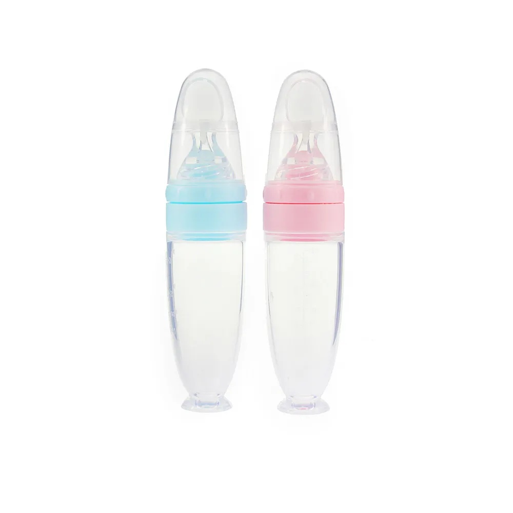 AMOR TINY Baby Silicone Food Feeder – Soft Head Heat-Resistant Feeding Bottle with Dust Cover, BPA-Free, 120ml Capacity for Infants 4 Months+