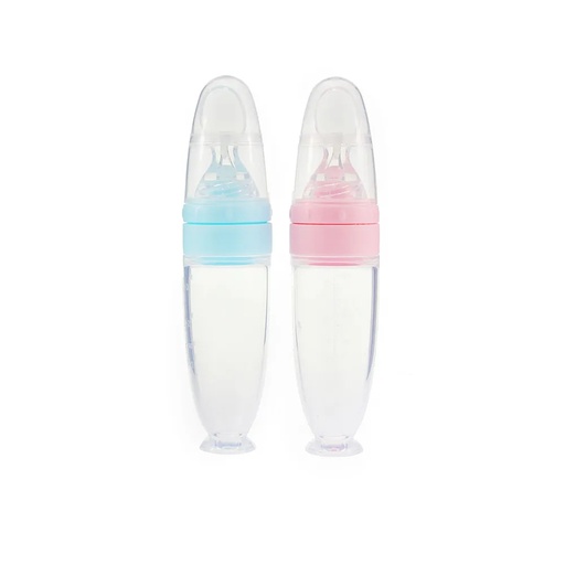[11913] AMOR TINY Baby Silicone Food Feeder – Soft Head Heat-Resistant Feeding Bottle with Dust Cover, BPA-Free, 120ml Capacity for Infants 4 Months+