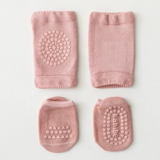 [11916] AMOR TINY Baby Knee Pads & Socks Set – Cushioned Anti‑Slip Pads for Crawling Comfort and Protection | Pink |