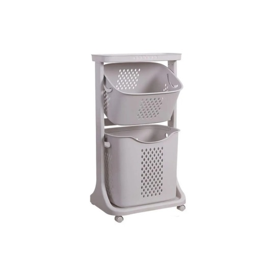 [U281] 🚨 DISPLAY PIECE 🚨 2 Racks Laundry Basket Caster With Top Laundry Rack Storage Laundry Wagon Vertical Laundry Basket Basket Wagon with Casters | F827-2 | 🚨 Without box 🚨